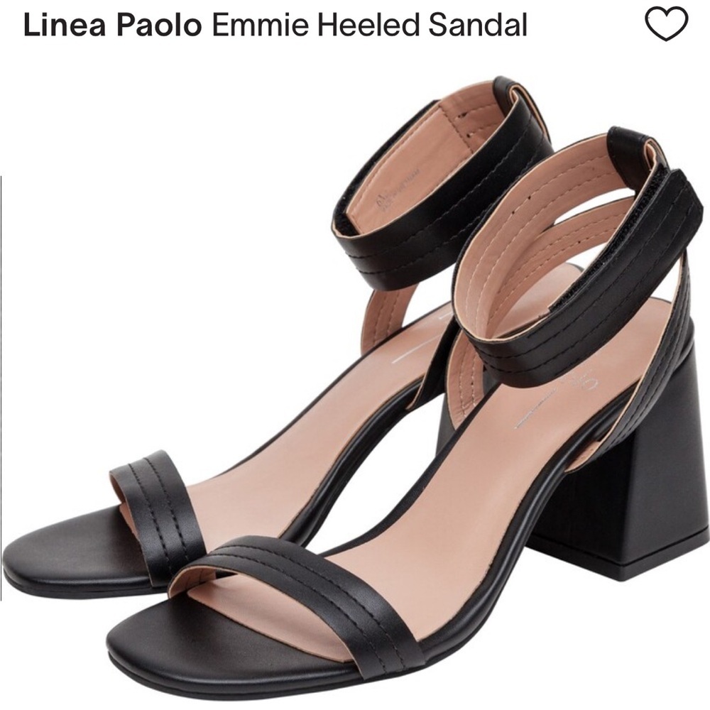 New Linea Paolo | Emmie Heeled Sandal Black Ankle Strap Block Heel Women's 6
